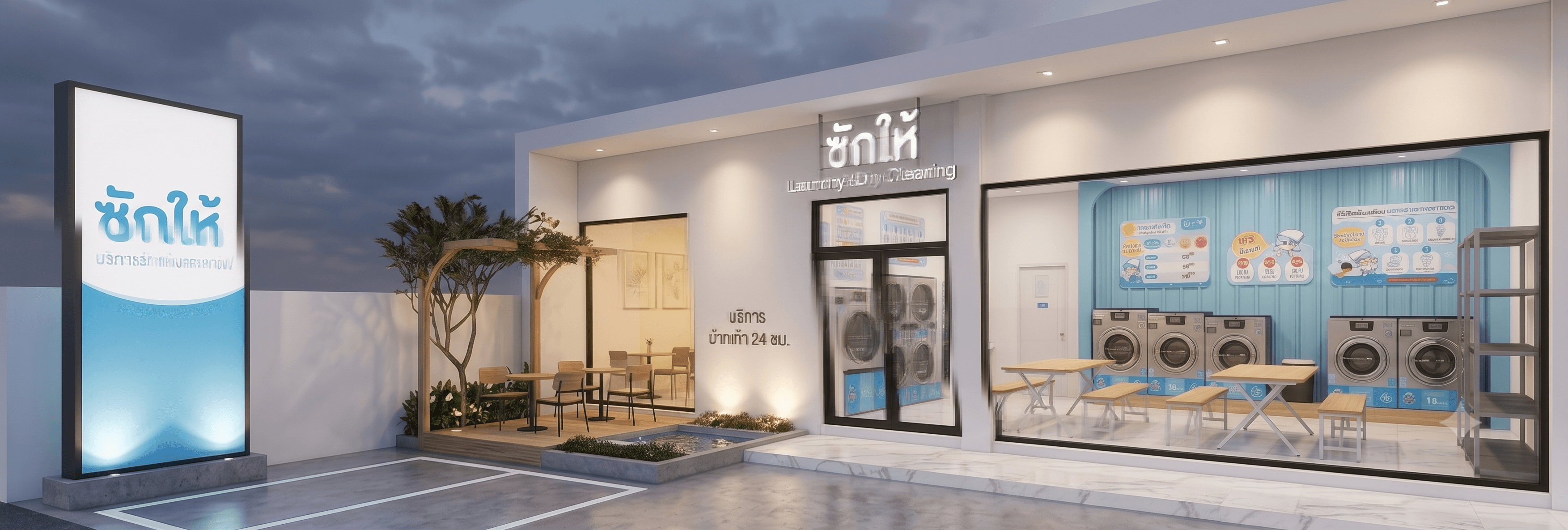 หน้าร้านซักให้ Wash and Dry